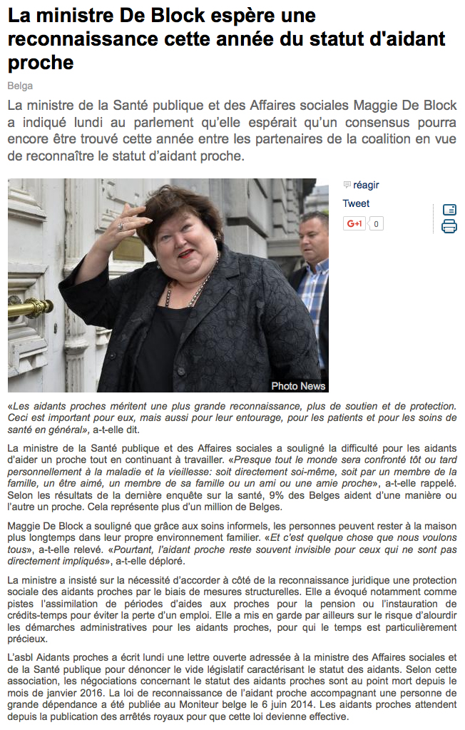 Reconnaissance de l'aidant proche