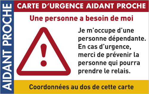 Carte urgence aidant proche