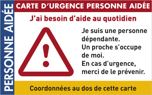 carte urgence personne aidée
